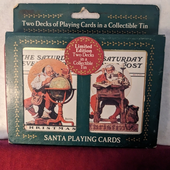 2 sets (4 decks) vintage Coca-Cola Christmas Santa playing card tins 1995, 1996. - Picture 2 of 2